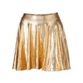 thumbnail image 6 of HDE Women's Shiny Liquid Metallic Wet Look Flared Pleated Skater Skirt Gold XXL, 6 of 6