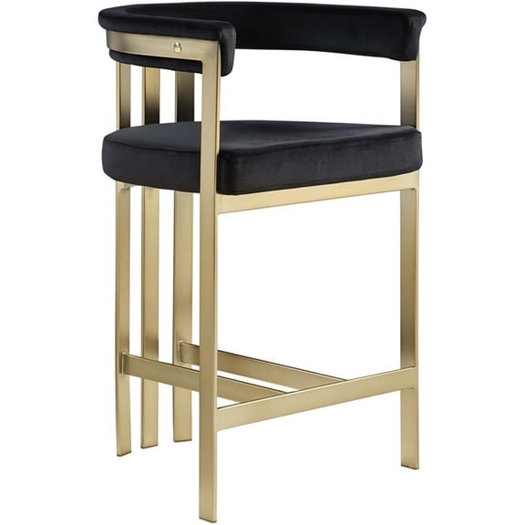 Pemberley Row Velvet Black Counter Stool Rectangular 22.5" Unassembled