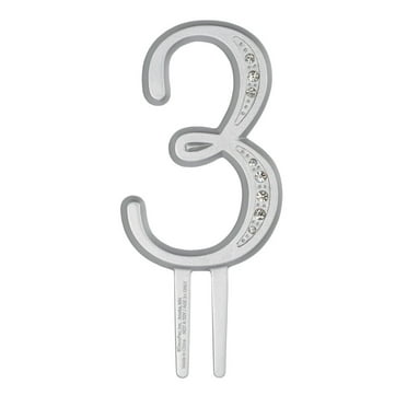 Cake Topper Decor, Everyday Birthday,3.5" 3 Diamond Number cake décor for parties and fun18850 (EACH)