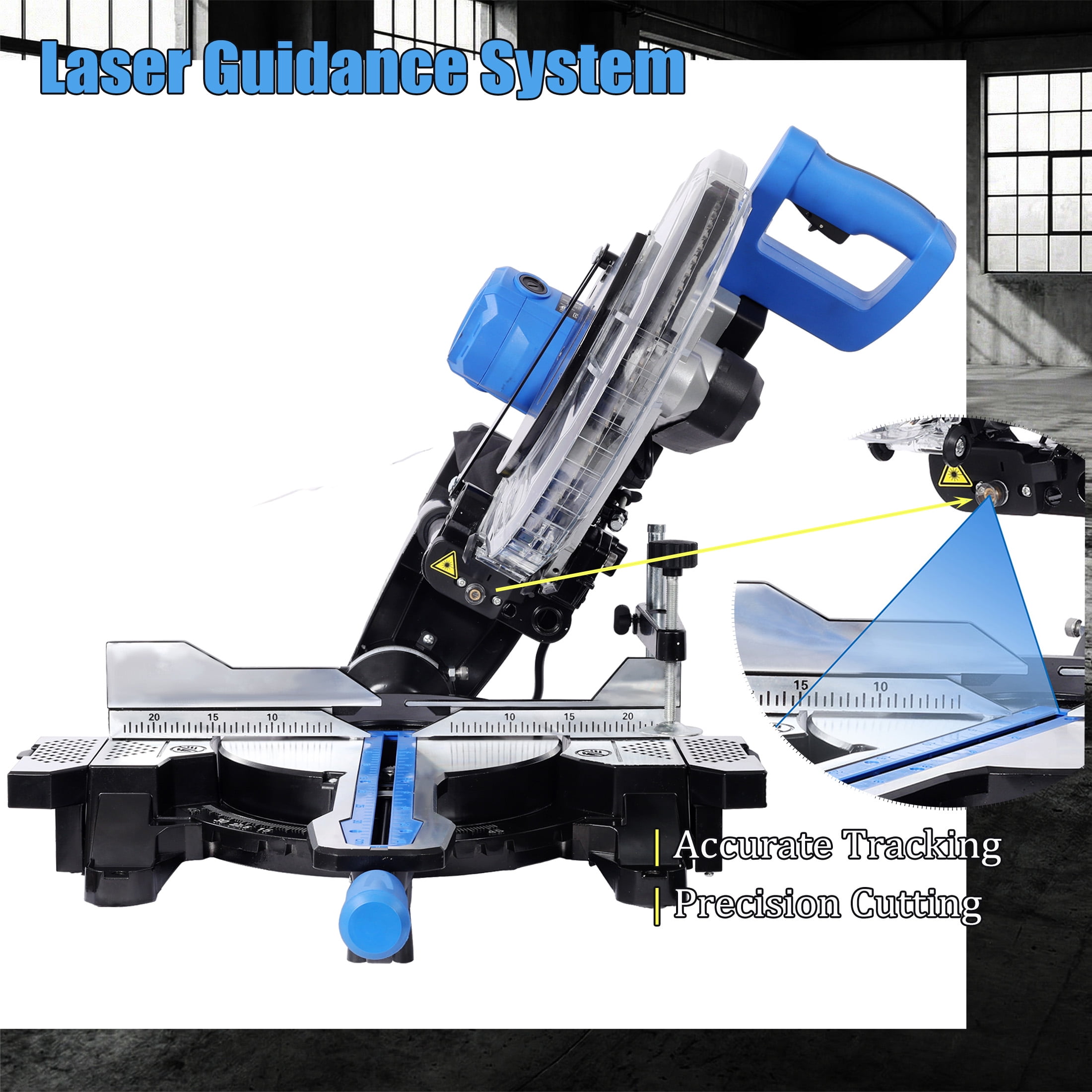 12-Inch Dual Bevel Miter Saw, with Laser Guide, Sliding Compound Miter Saw(-45 ° /0 ° /+45 ° ), 80T Blade Evolution Table Saw, 4.2x13in Cutting Capacity, for Wood Pvc Soft Metal, ETL Certificate