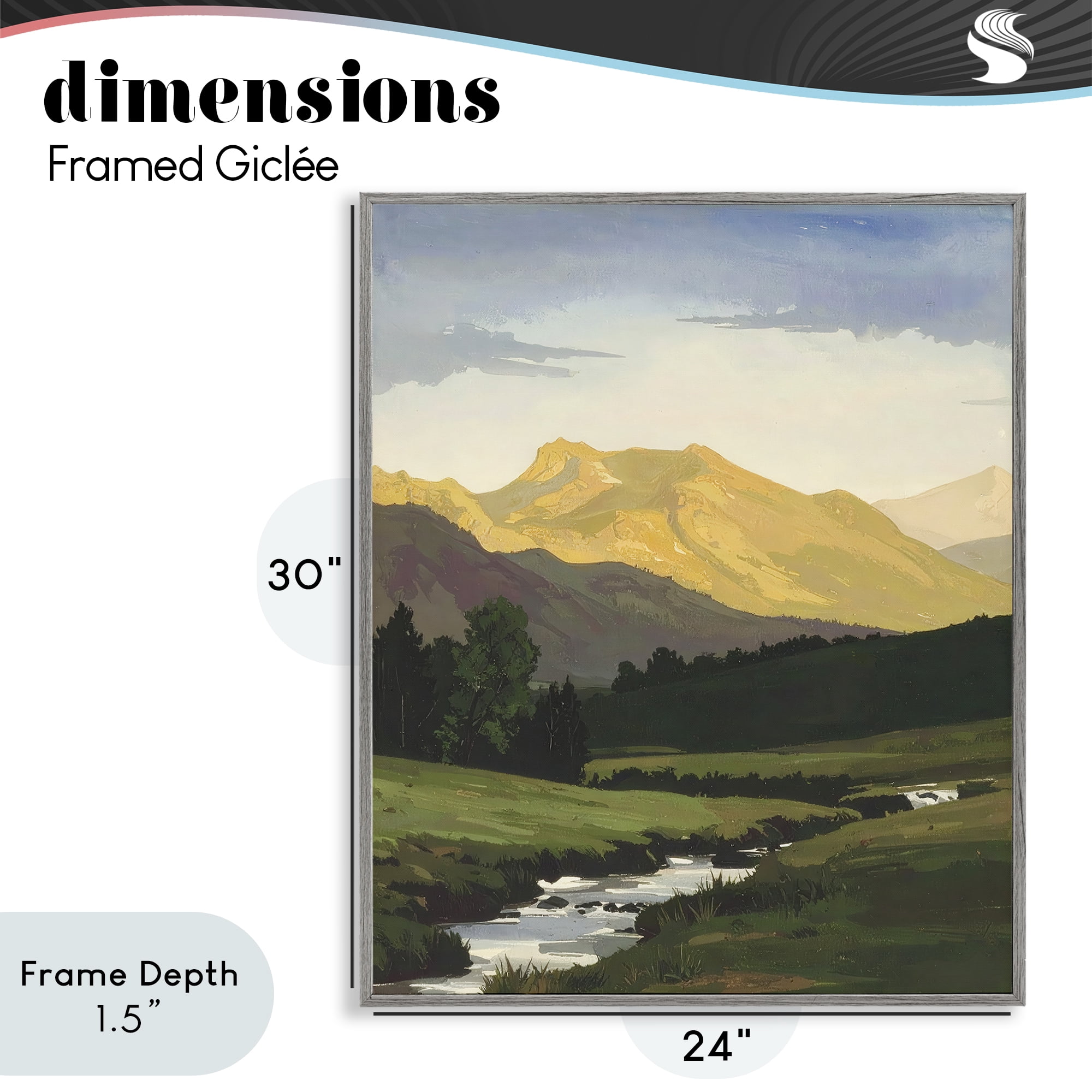 Stupell Industries Mountain Across The Valley Gray Framed Giclee Art, design by Alonza Saunders