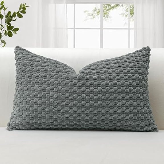 Eryueer Corduroy Soft Cushion Covers 30x50 cm Decorative Throw Pillow Covers with 3D Bubble Texture Cushion Case for Couch Sofa Bedroom Soft Pillowcase for Home Decor (Grey)