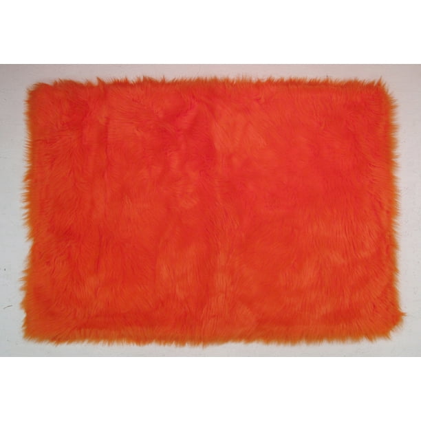 Fun Rugs Flokati Shag Area Rug FLK006 Orange Orange Plush Shag 2' 7" x