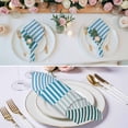 thumbnail image 2 of Colorful Stripe Cloth Napkins, Modern Teal Blue Green Vertical Striped Washable and Reusable Dinner Napkins Set of 6, Table Napkin for Kitchen Party Birthday Wedding Hotel Housewarming 20"x20", 2 of 8