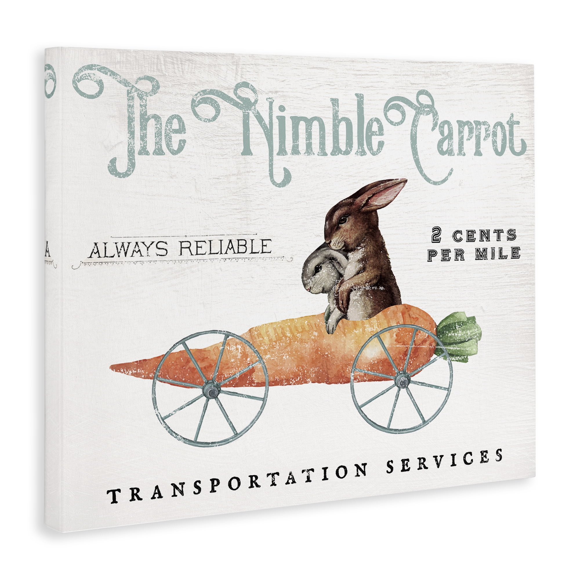 Vintage Easter Bunny The Nimble Carrot Transportation Advertisement, Easter Bunny Vintage Nimble Carrot Mobile Spring Rabbit Canvas Art, 48 x 36, By Daphne Polselli