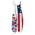 thumbnail image 4 of JULMCOMO American Flag Jumpsuits for Women 1776 Plus Size Cotton Linen Sleeveless Patriotic Overalls Spaghetti Straps Independence Day Wide Leg 4th of July Outfits with Pockets Red S, 4 of 5
