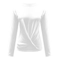 thumbnail image 6 of Annhoo Womens Long Sleeve Tops Elegant Cross Front Round Neck Shirts Fall Casual Loose Going out Blouses for Leggings, 6 of 7