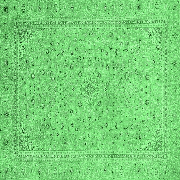 Ahgly Company Indoor Square Abstract Emerald Green Modern Area Rugs, 4' Square