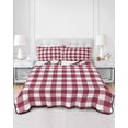 thumbnail image 3 of Plaid Red, Twin Size Down Alternative Comforter, Lightweight Comforter Quilt Bedding Set with Pillow Shams Abstract Minimalistic Geometric Lattice All Seasons Bed Comforter Duvet Insert 68"x86", 3 of 7