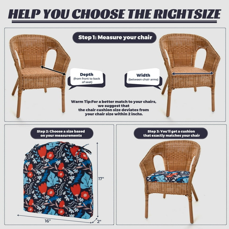 Waterproof Patio Chair Cushions, Set of 4, Outdoor Seat Pads for