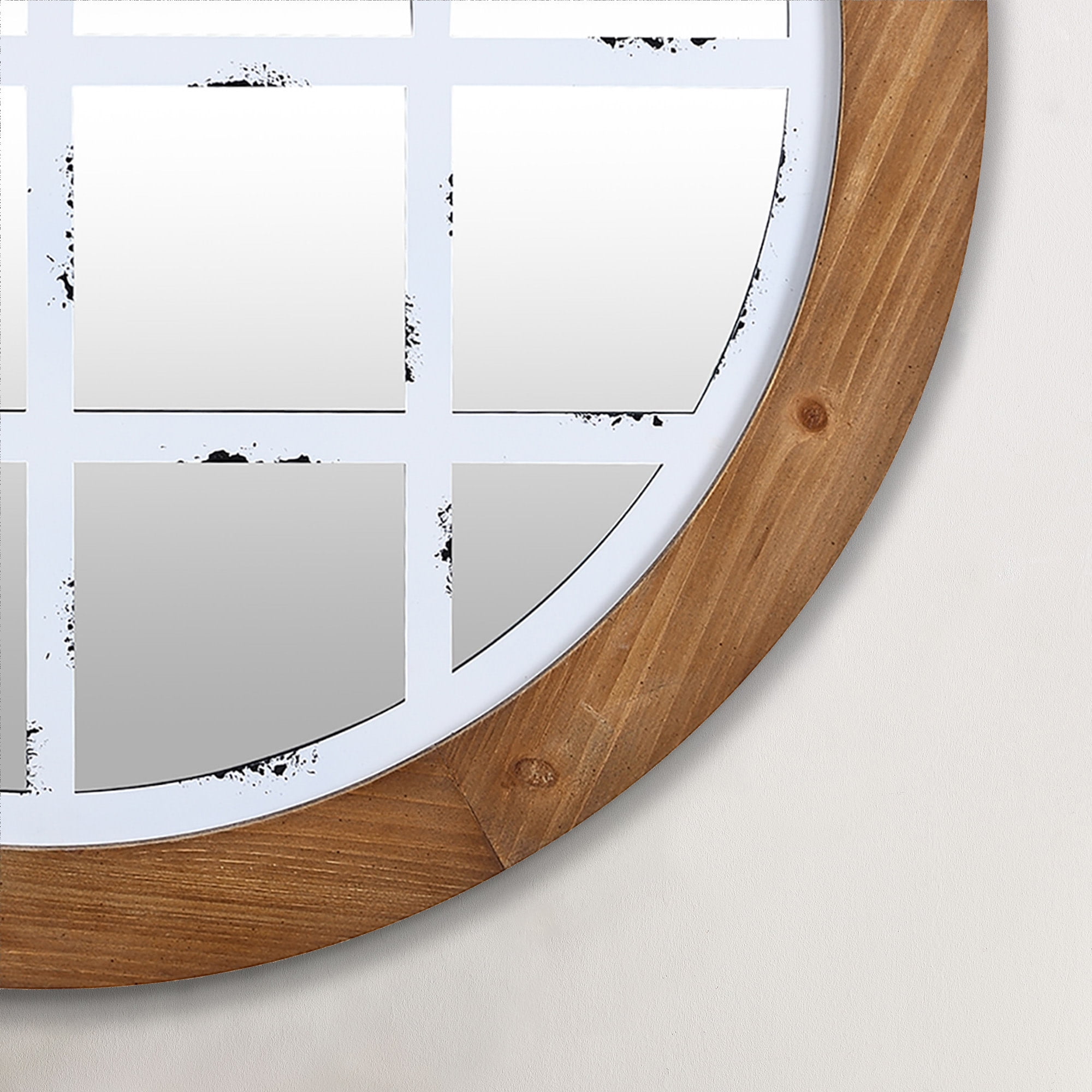 FirsTime & Co. Brown And White Covington Arch Wall Mirror, Farmhouse, Round, 30 x 1.1 x 30 in