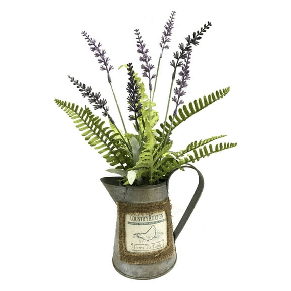 Vickerman 16" Artificial Green Fern in Rustic Tin.