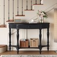thumbnail image 2 of Accent Console Table with Semicircle Tabletop, Drawer & Shelf, Fluted Vintage Entryway Display Table, Sofa Table with Roman Legs, 2 of 10