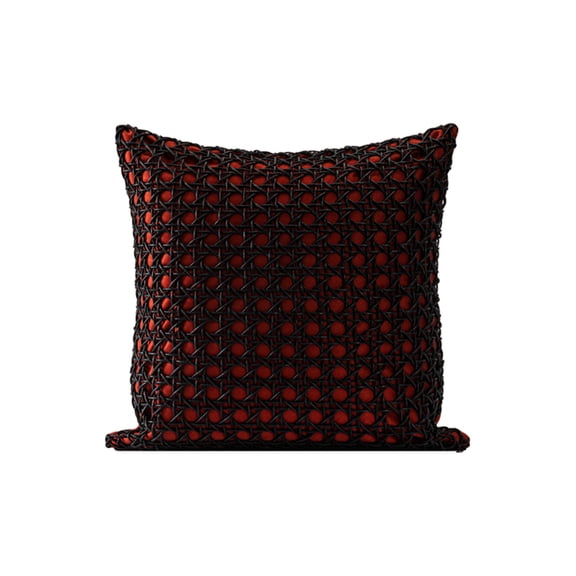 Middle Style High-end Hand-woven Pillow Living Room Sofa Hotel Red and Black Original Decorative Cushions