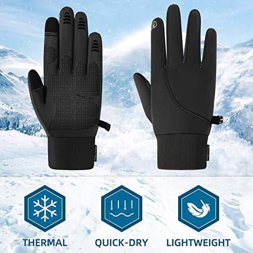 Black,1 Pair EVERWELL Updated Outdoor Thermal Gloves for Running Cycling Skiing Hiking Unisex Touchscreen Gloves Workout Warm Winter Windproof Fleece Gloves