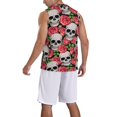 thumbnail image 5 of Gaeub Skull and Roses Men's Mesh Basketball Jersey, Quick-Drying Sleeveless Top S-4XL, Loose Muscle Tank Top -3X-Large, 5 of 9