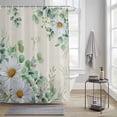 thumbnail image 3 of Daisy Eucalyptus Leaves Shower Curtain, Floral Spring Linen Countryside Waterproof Shower Curtain Set with 12 Hooks Lightweight Bath Curtains Fabric Bathroom Decor 72x72 Inches, 3 of 9