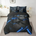 thumbnail image 2 of Erosebridal Black Checkered Bedding Twin Size,Abstract Geometry Comforter Sets with Sheets,Neon Blue Bedding Sets Twin Size,Breathable Room Decor Reversible,7pcs, 2 of 6