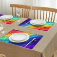 thumbnail image 3 of Rainbow Tie Dye Wave Pattern Summer Placemats Table Placemats Set Of 4-Linen Kitchen Washable Placemats Table Mats 11.8"x17.7" Non-Slip Heat Resistant, 3 of 6