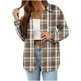 thumbnail image 2 of qolati Plaid Shirts for Women Spring Fall Long Sleeve Button Down Flannel Shackets Casual Loose Open Front Cardigan Jackets, 2 of 6