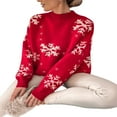 thumbnail image 3 of Chandail Moelleux pour Femmes Décontracté Imprimé Flocon de Neige de Noël, 3 of 9