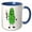 Blue/White, variant on 3drose, Funny Cute Dill Pickle Drinking Champagne Cartoon, 11oz Mug