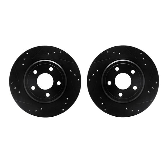 Dynamic Friction Company Rear Brake Rotors-Drilled and Slotted-Black 8002-54249