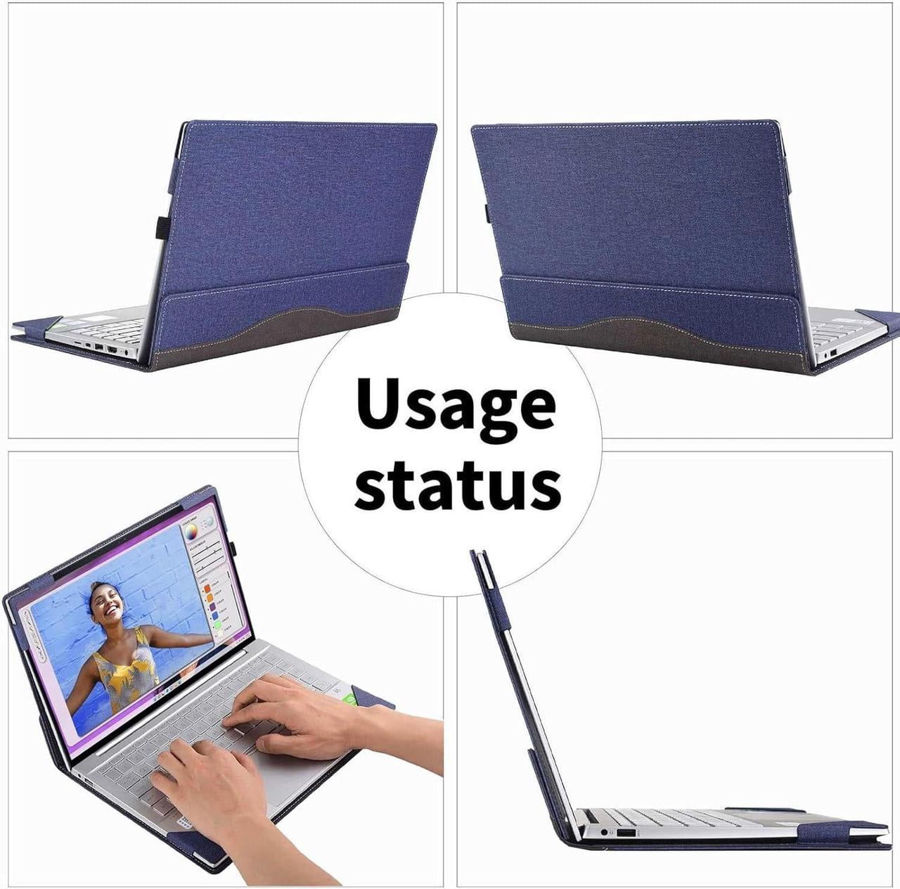 Laptop Case for 15 inch Microsoft Surface Laptop 7 Windows PC with ARM CPU and AI-Powered Copilot+, PU Leather Folio Stand Laptop Protective Cover