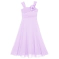 thumbnail image 3 of iEFiEL Kids Girls Juniors Ruched Flower Dress Sleeveless A-Line Chiffon Wedding Pageant Party Dress, 3 of 5