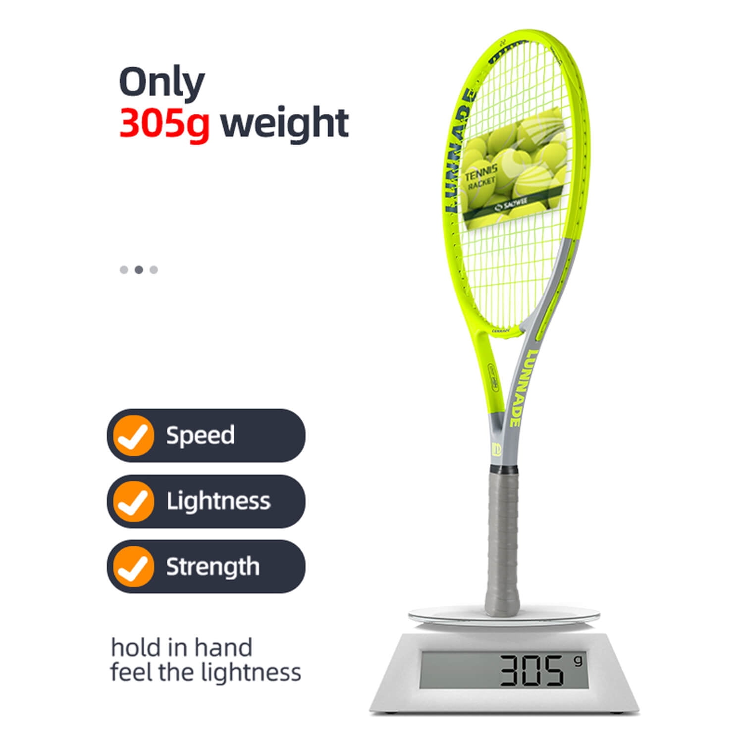 Gemini Pro-Grade Carbon Fiber & Aluminum Tennis Racket - Free bag, 6 Colors (High-Visibility Fluorescent Options), Lightweight Durable Performance for Adults Players, Arm-Friendly Shock Absorption