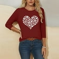 thumbnail image 5 of ABATAB Plus Size Womens 3/4 Sleeve V Neck T Shirts Valentina's Day Spring Shirts Love Heart Printed Gift Casual Tees Clothes, 5 of 6