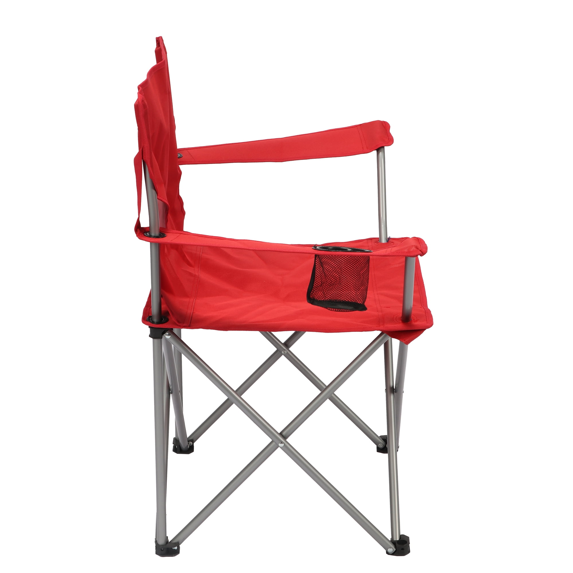 Ozark Trail Quad Folding Camp Chair with Cup Holder, Dark Red