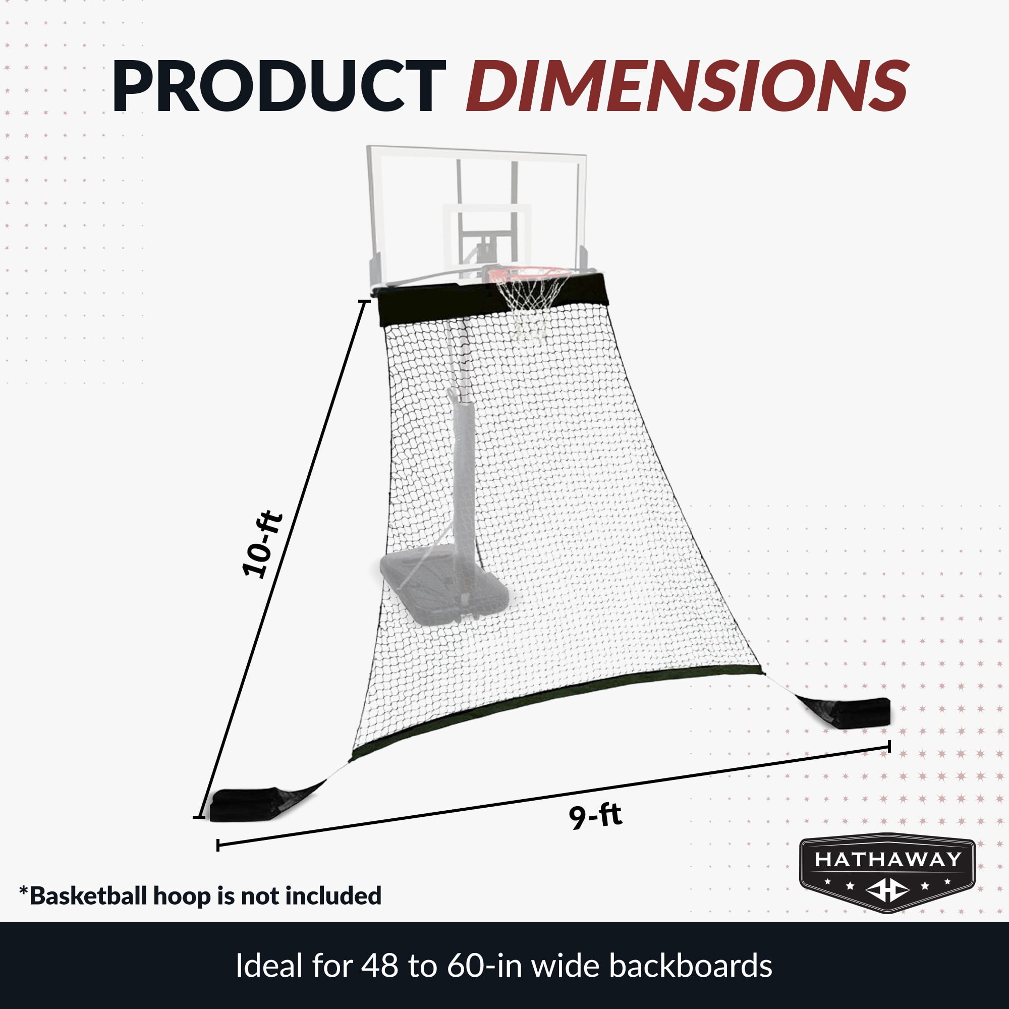Hathaway Rebounder Basketball Return System for Shooting Practice with Heavy Duty Black Polyester Net