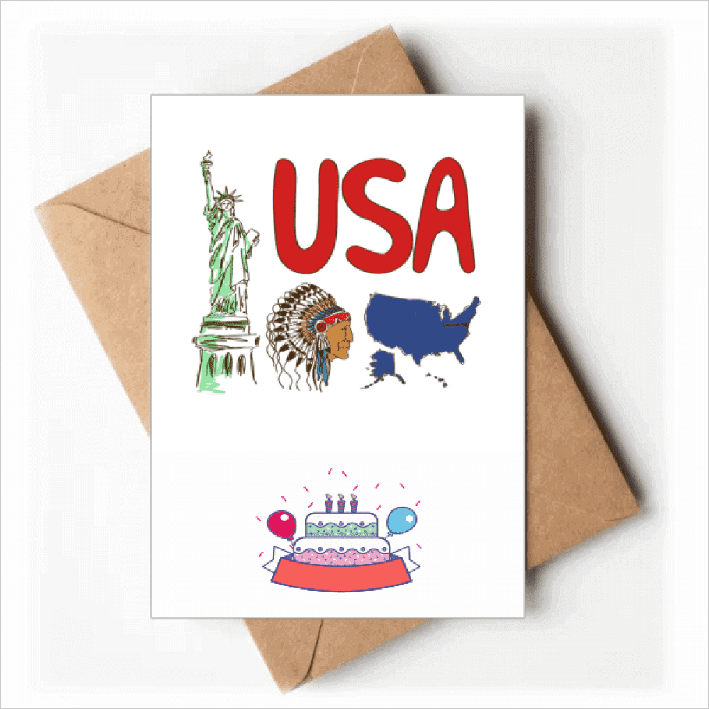 America National symbol Landmark Pattern Happy Birthday Greeting Cards Envelopes Blank