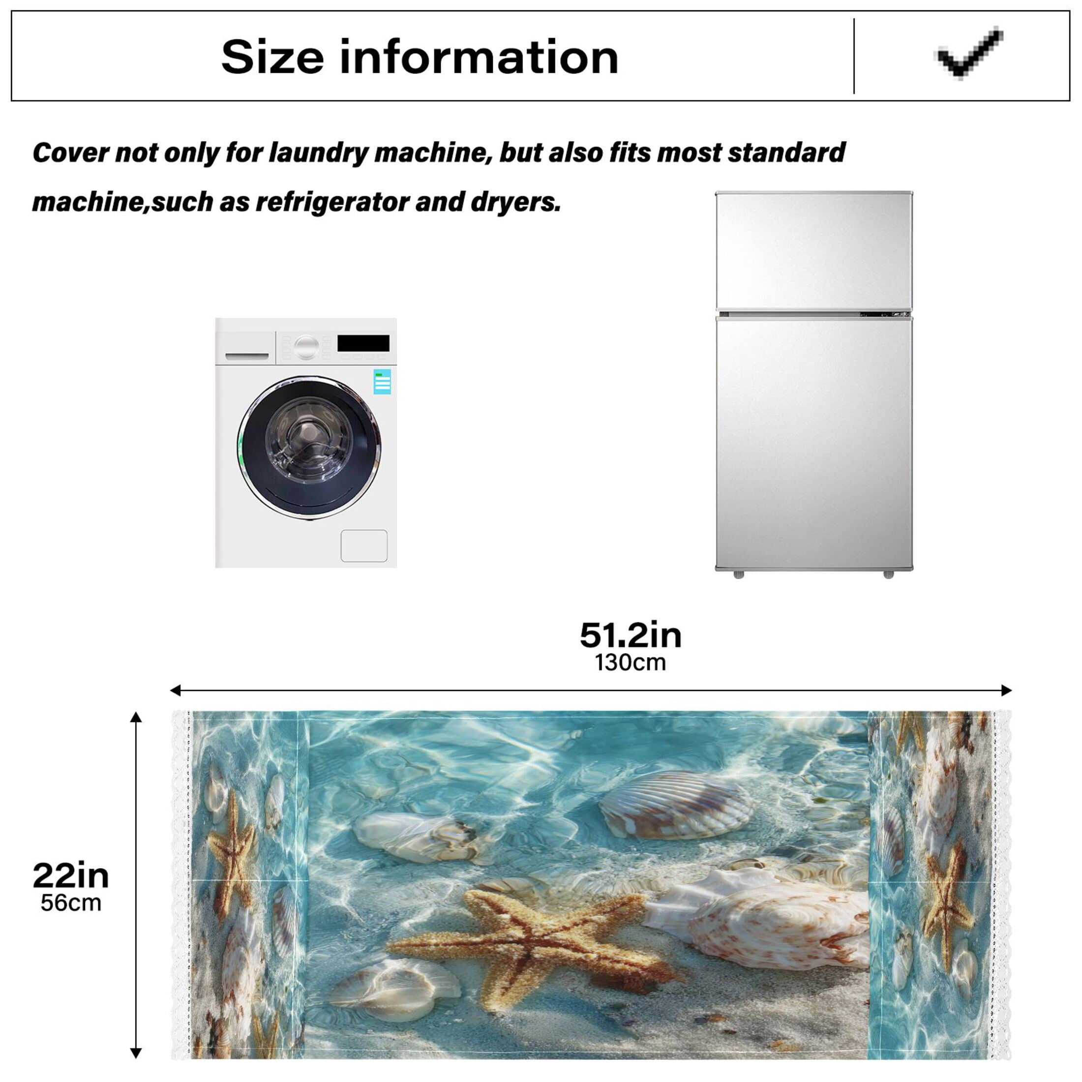 Wobogo Starfish Seashell on Beach Washing Machine Cover Dustproof Washer Dryer Cover Waterproof Laundry Room Decorative Protector