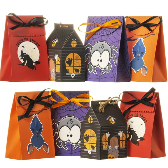 Trendazer Halloween Treat Boxes 12 Pack Trick or Treat Bags, Goody Bags for Kids, Perfect for Candy, Snacks