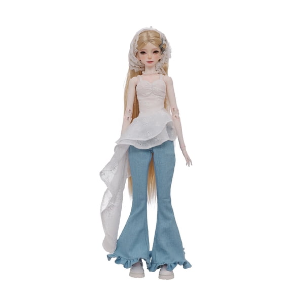 Xana F Bjd Doll 1/4 Bariy French Vintage Maiden Anime Girl Flared Jeans Original Joint Toys Fullset Bjd