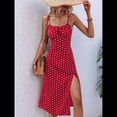 thumbnail image 4 of Vestido de Verano Floral para Mujer, Vestido Midi con Tirantes Finos y Espalda Descubierta, Vestido Bohemio para Vacaciones en la Playa. Rojo L, 4 of 9
