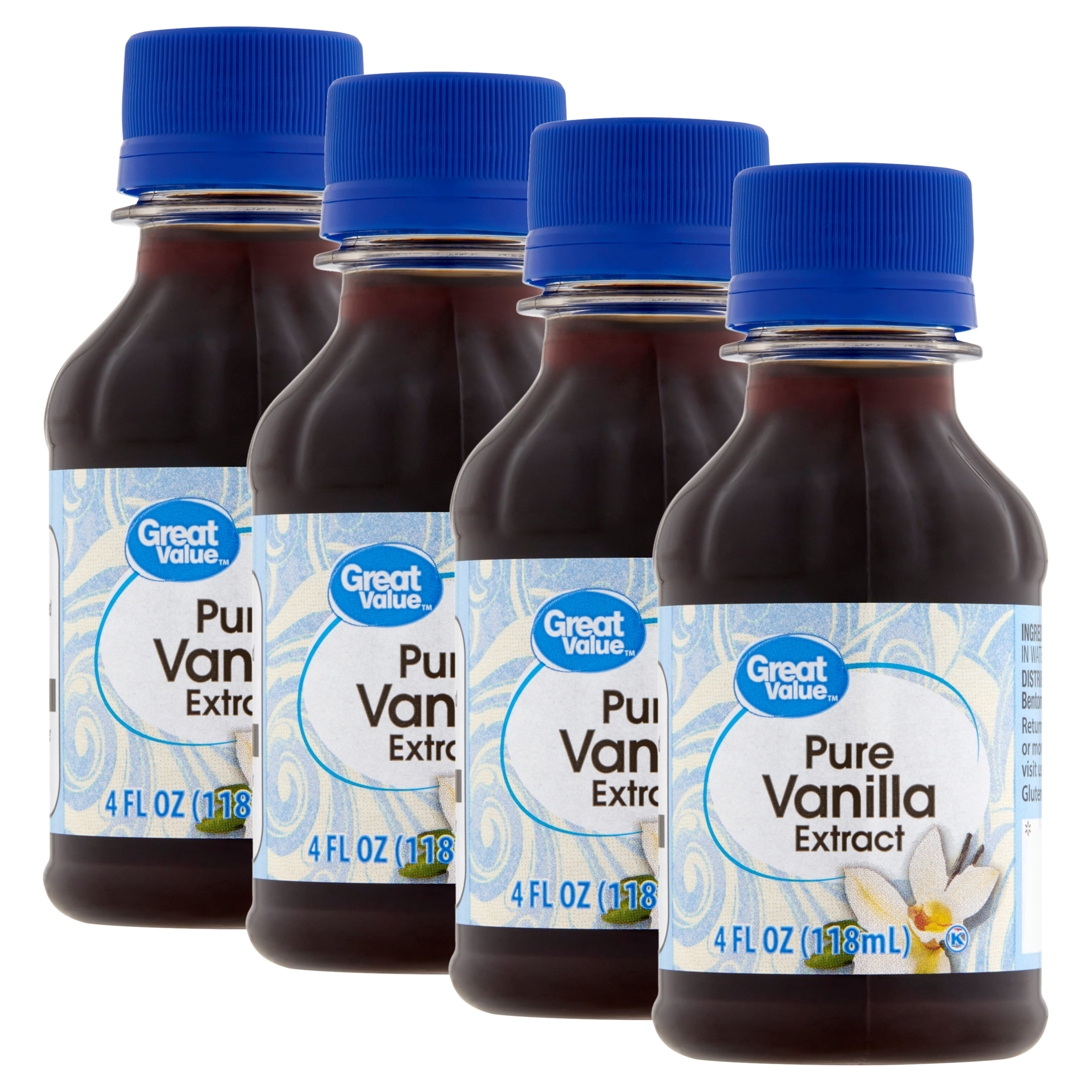 (4 pack) Great Value Pure Vanilla Extract, 4 fl oz (Liquid, Ambient