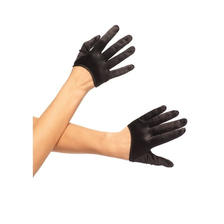 Mini Cropped Satin Gloves LA2137 - Black