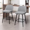 LUCKHAO Counter Height Swivel Barstools Set of 2 , 360° Swivel Upholstered Barstools with Back ...