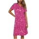 thumbnail image 3 of Vestido Corto de Manga Larga para Mujeres Brillante Impresión Cuello en V Suelto Cómodo, Vestido de Moda de Malla para Fiesta Y Ocasional, 3 of 7