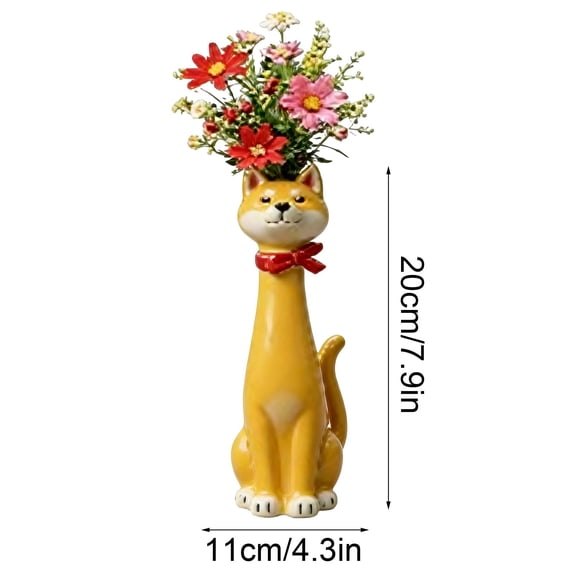 Specollect 1 Pcs Dog Vase Decor Unique Animal Planter for Home Decor Modern Ceramic Flower Vase for Living Room Office Desk Decoration Gift for Dog Lovers