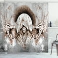 thumbnail image 1 of Ambesonne Dragon Shower Curtain, Monk Branches Medieval, 69"Wx70"L, Grey Umber Brown, 1 of 3