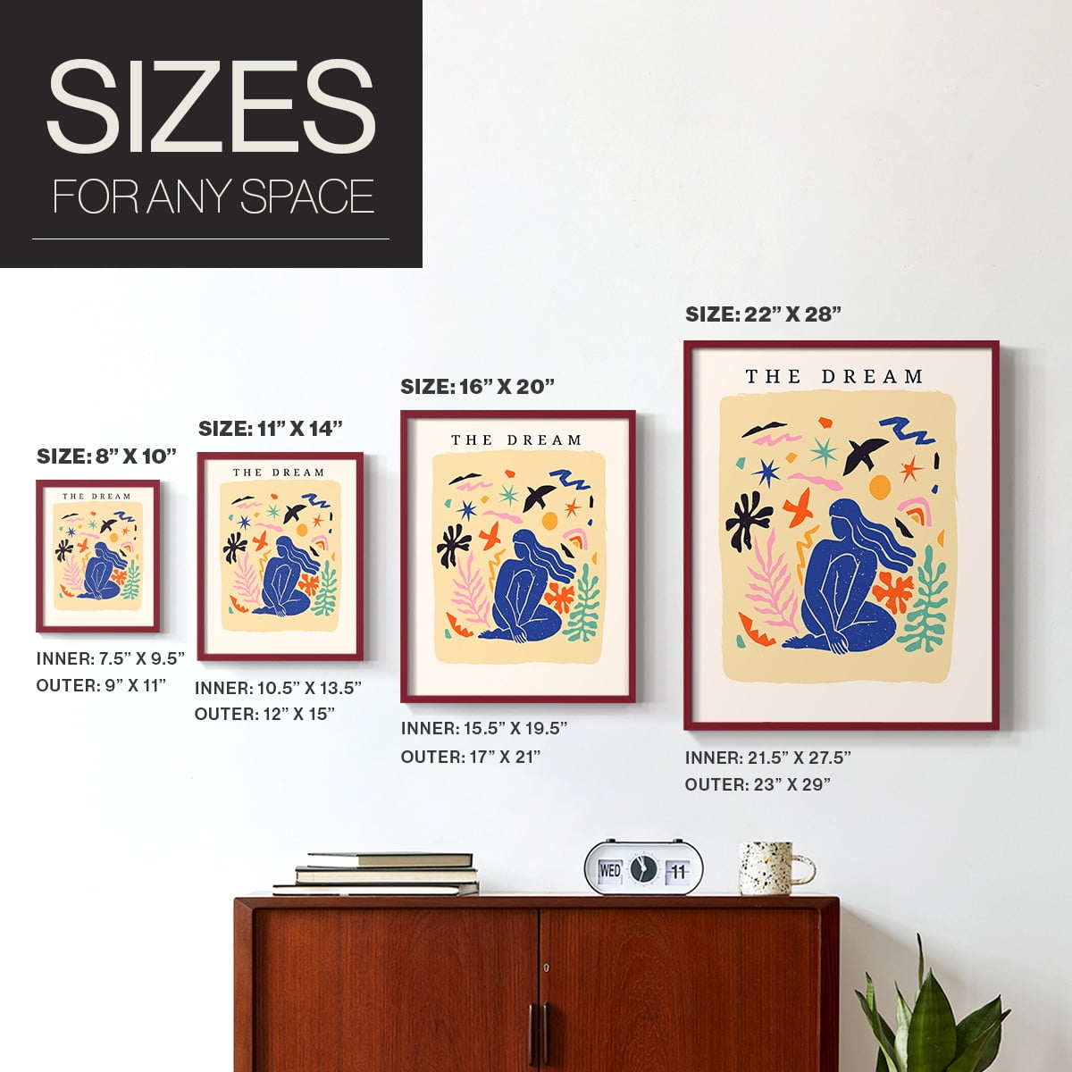 Matisse CCCXV in Red Solid Wood 22 x 28 Framed Print