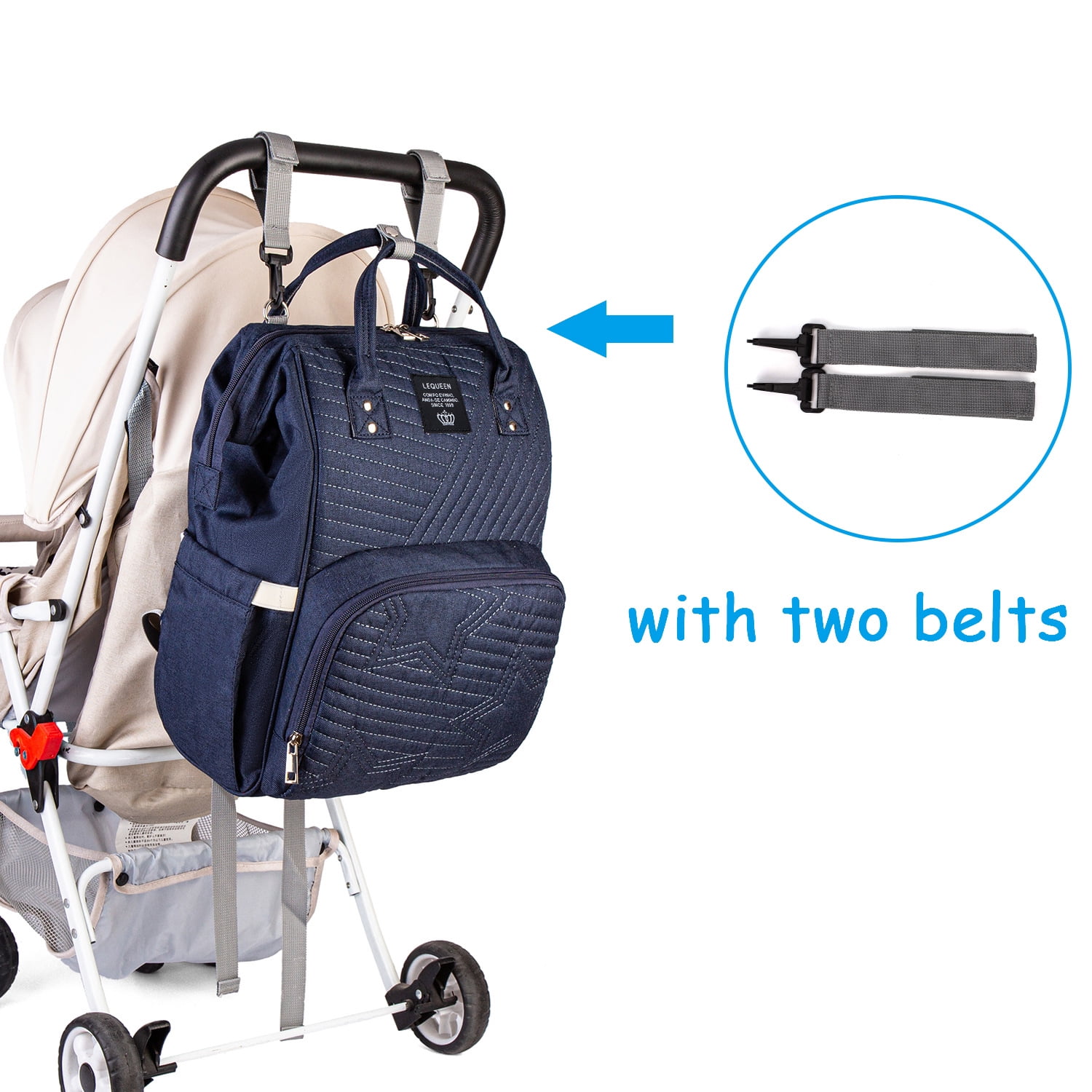 Baby Diaper Bag Backpack Tote Backpack Stroller Hanging Bag Travel Nappy Bag Multi-Function for Outdoor Working Mommy Bag Easy(Light Gray)