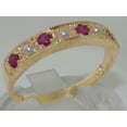 thumbnail image 2 of LBG 18k Yellow Gold Cultured Pearl and Ruby Womens Band Ring - Sizes 4 to 12 Available, 2 of 6
