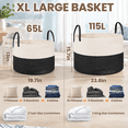 White&Black 115L Extra Large Cotton Rope Blanket Storage Basket ...