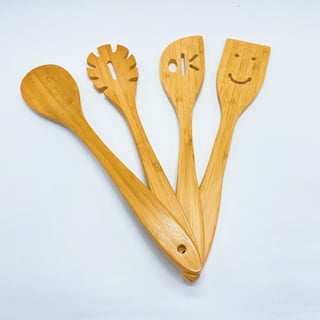 6 Piece Wooden Cooking Utensil Set Bamboo Kitchen Spatula Spoons