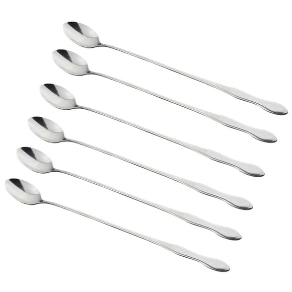 TIELUTT 6PCS 26 Cm Long Handle Iced Tea Spoon Coffee Spoon Stainless Steel Stirring round Place Mats for Tables 6 Place Mats Indoor Plate Mates for the Table round Kitchen Tables Set Plate Mate 6